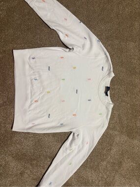 Ralph Lauren White Kids Crewneck Sweatshirt with Multicolor Pony Motifs
